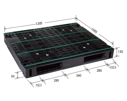 J-R2・1012F プラスチックパレット 1005 × 1205 × 130mm 両面使用・2方差し