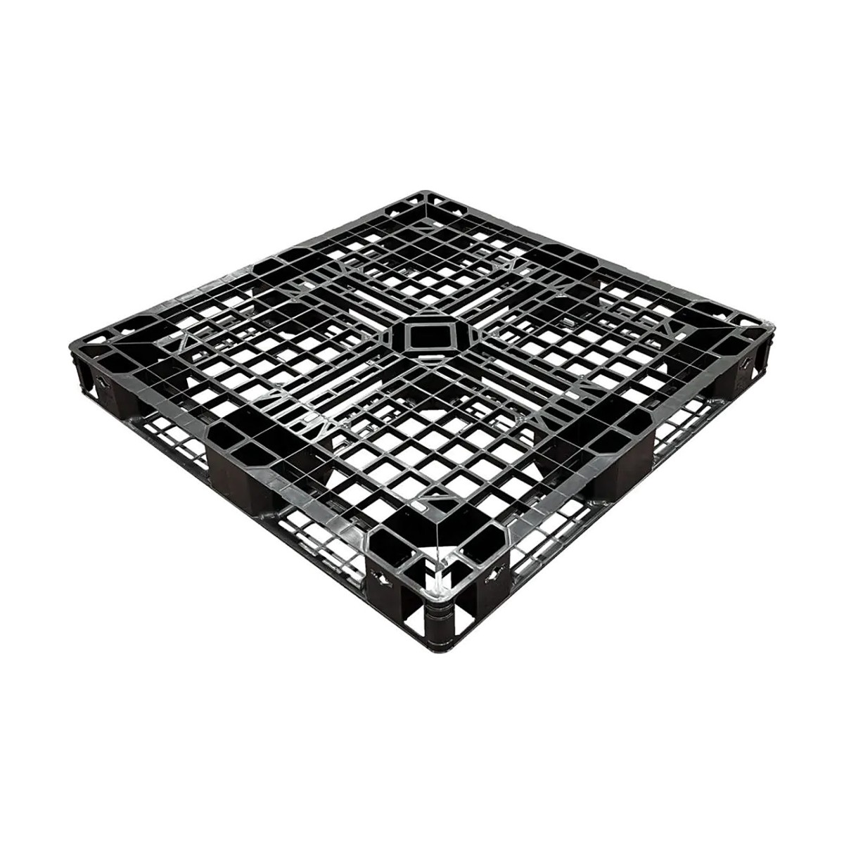 JL-D4・1111E⑩ プラスチックパレット 1100×1100×120mm 片面使用・4方差し 上面（デッキ面）