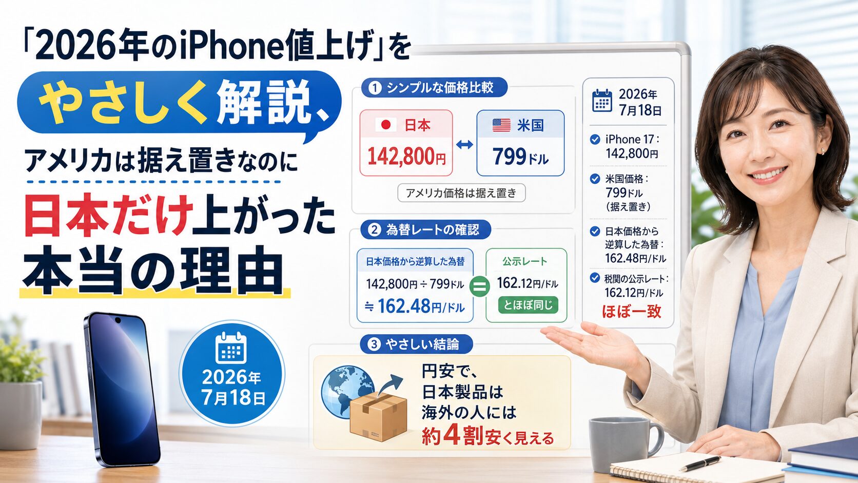 【お得】【値下げ（本日までの価格の為、明日以降は16000に戻します！）】 iPhoneの日本価格はなぜアメリカより高いのか、税関の公示レートで